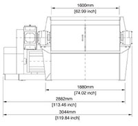 VAZ 1600 M FF Series Single Shaft Shredder - Front View